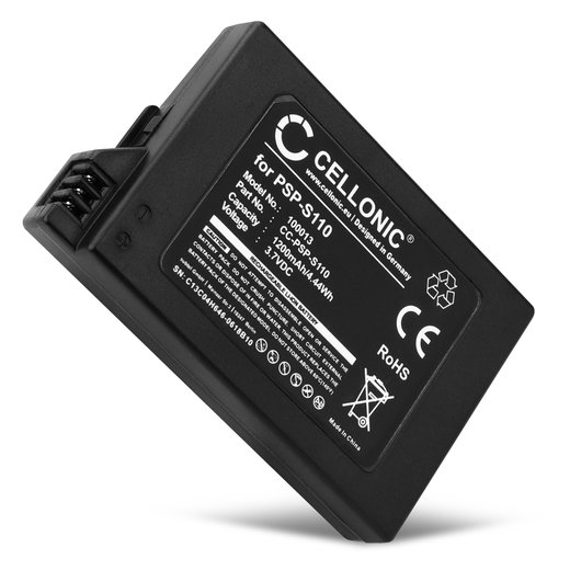 Akku Sony PSP Slim & Lite 2 (PSP-2000, PSP-2003, PSP-2004), PSP Slim & Lite 3 (PSP-3001, PSP-3003, PSP-3004) pelikonsoliin - 1200mAh tuotemerkiltä CELLONIC