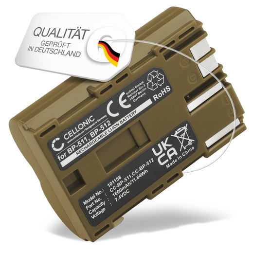 Batteri för Canon EOS 5D EOS 50D EOS 40D EOS 30D 300D EOS 20D EOS 10D PowerShot G3 G5 G1 - BP-511 BP-511A (1600mAh) systemkamera - ersättningsbatteri för Canon originalbatteri