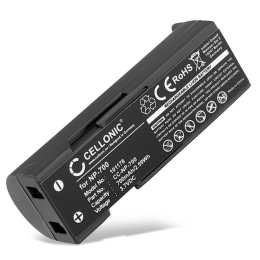 Batteria per Konica Minolta DiMAGE X50, X60, Pentax Optio Z10, Samsung L77, Sanyo Xacti VPC-A5 NP-700 D-LI72 SLB-0637 DB-L30 (700mAh, 3.7V) marca CELLONIC