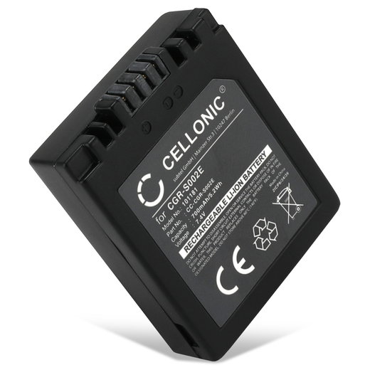 1x Batterij voor Panasonic Lumix DMC FZ20, FZ5, FZ1, FZ10, FZ2, FZ3, FZ4, FZ15, CGA-S002 CGA-S002e CGA-S002e-1B CGR-S002 DMW-BM7 Accu (700mAh, 7.4V) van CELLONIC