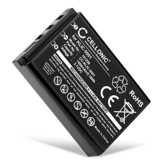 KLIC-5001 Ersatz Akku für Kodak Easyshare DX6490 DX7440 DX7590 DX7630 P850 P880 - Kamera Ersatzakku KLIC-5001 - Kameraakku 1400mAh, Batterie