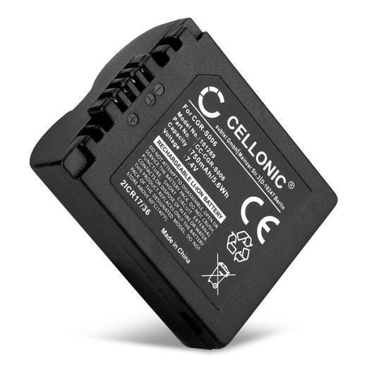 Akku kameraan Panasonic DMC-FZ18, DMC-FZ28, DMC-FZ30, DMC-FZ38, DMC-FZ50 - CGA-S006, DMW-BMA7 (750mAh, 7.4V) tuotemerkiltä CELLONIC