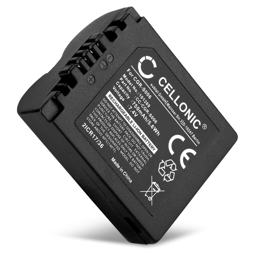 1x Batteri till Leica D-LUX 2, 3, 4; V-LUX 1 Panasonic CGA-S006 (750mAh, 7.4V) från CELLONIC
