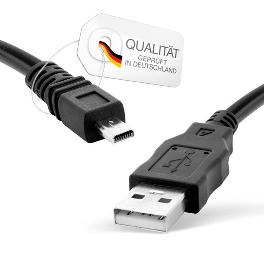 USB Kabel för Panasonic Lumix DMC-FP3, DMC-LX100, DMC-S5, DMC-FZ300, DMC-FZ1000, DMC-GM5, DMC-GM1, DMC-FZ200, DMC-TZ5, DMC-GX7, DMC-GF6, DMC-SZ10, DMC-G7, DMC-S1, DMC-GH4, DMC-GF1, DMC-LX5, DMC-TZ60, DMC-FZ18, DMC-LX3 - 1.5m, DMW-USBC1 Datakabel, svart