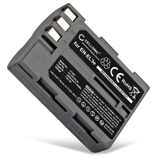 EN-EL3 EN-EL3e Batteri för Nikon D50 D70s D80 D90 D200 D300 D300S, 1600mAh Kamera-ersättningsbatteri med lång batteritid
