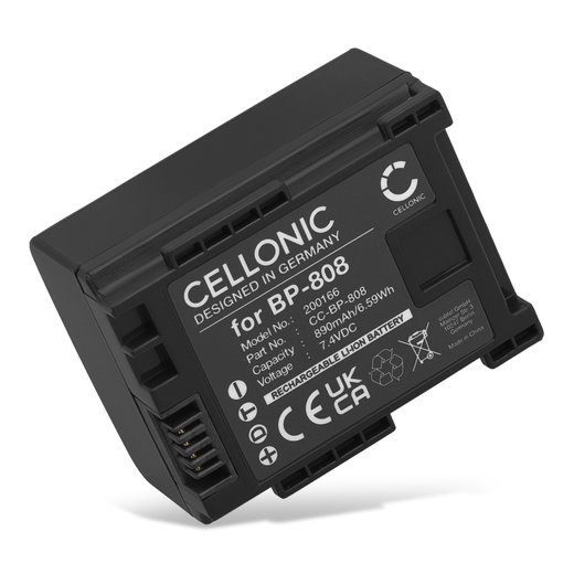 Batería para Canon Legria FS22 FS200 FS100 FS19 FS306 HFG25 HF200 FS21 BP-808 890mAh de CELLONIC