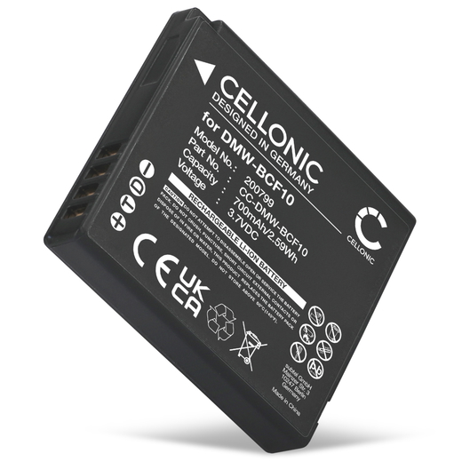 1x Batteri till Panasonic Lumix DMC-F2, DMC-F3, DMC-FH1, DMC-FH20 DMW-BCF10E CGA-S106 CGA-S009 (700mAh, 3.7V) från CELLONIC