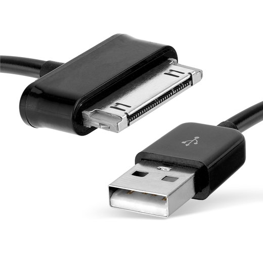 Cavo USB 2.0 con connettore 30 Pin Connector per tablet Samsung Galaxy Note 10.1 / Tab 8.9 / Tab 10.1 / Tab 2 7.0 / Tab 2 10.1 / GT-N8000 / GT-P3100 / GT-P5100 / GT-P6800 / GT-P7500 filo di 1.0m cavetto dati & ricarica in piacevole nero