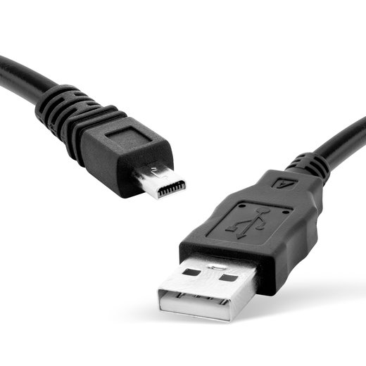 Cavo USB per fotocamera Sony A200, A300, A350, A700, A100, A330, DSC-H90 – Mini USB B a 8 pin a USB A 2.0, cavo dati e ricarica in PVC nero da 1,5 m di CELLONIC
