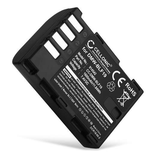 1x Akku kameraan Panasonic DCGH5, GH5, GH4, GH3, GH4R, GH4A, GH4H, BLF19, DMWBLF19 - DMW-BLF19 DMW-BLF19E DMW-BLF19PP (1600mAh, 7.4V) tuotemerkiltä CELLONIC