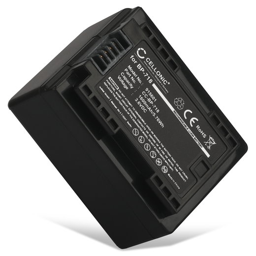 BP-718 BP-727 Battery for Canon LEGRIA HF R306, HF R506, HF R57, HF R606, HF R706, VIXIA HF R52 1600mAh Camera Battery Replacement