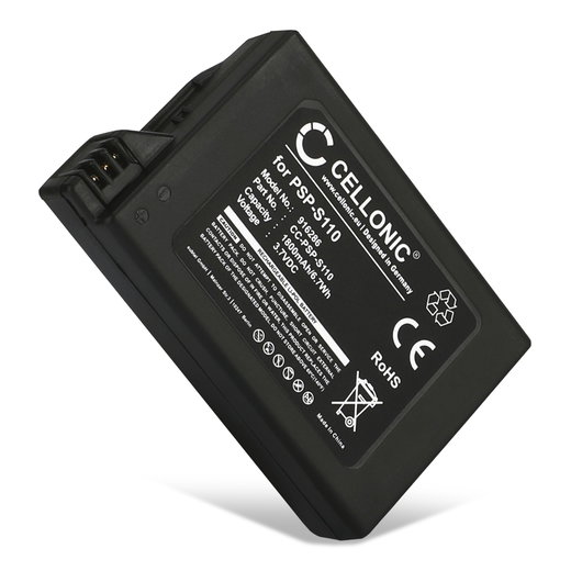 Akku pelikonsoliin Sony PSP Slim & Lite (PSP-2000 / PSP-2004) / PSP Brite (PSP-3000 / PSP-3004) XXL - 1800mAh, 3.6V - 3.7V, Litiumpolymeeri, PSP-S110 vaihtoakku
