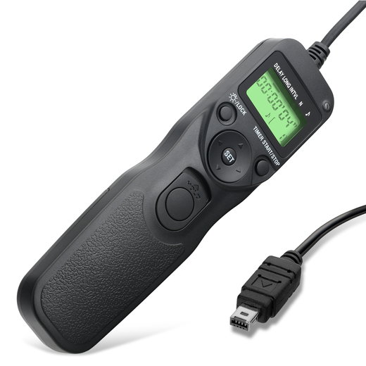 lankalaukaisin ajastimella kameraan Nikon CoolPix P1000 D3100 D3300 D5000 D5500 D5600 D7200 D7500 D90 Z 6 Z 7 MC-DC2 - Kameran langallinen kaukolaukaisin intervalliajastimella tuotemerkiltä CELLONIC