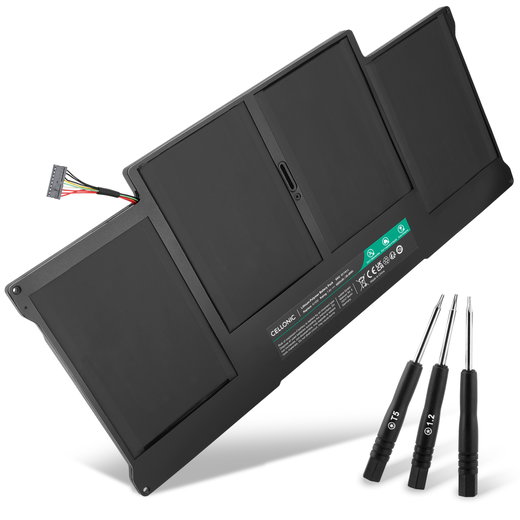 1x Batteri för Apple MacBook Air 13 - A1466, A1369, MC503, MC504, Apple A1369 7.6V 4800mAh + skruvmejsel-set från CELLONIC