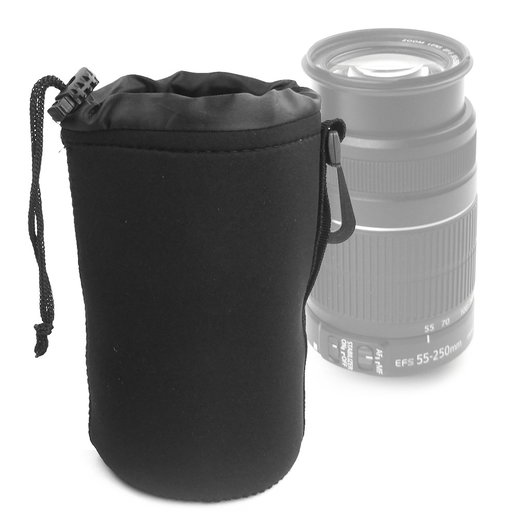 Vesitiivis Objektiivipussi 16x10cm – Pehmustettu Neopreenikotelo Kiristysnarulla – Canon, Nikon, Sony DSLR – CELLONIC