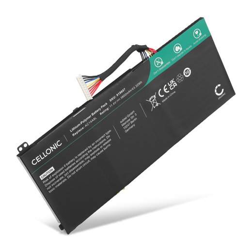 Batteri för Acer Aspire V15 Nitro, VN7-793G, VN7-571G, VN7-591G, Spin 3 SP314-51, AC14A8L 11.4V 3800mAh från CELLONIC