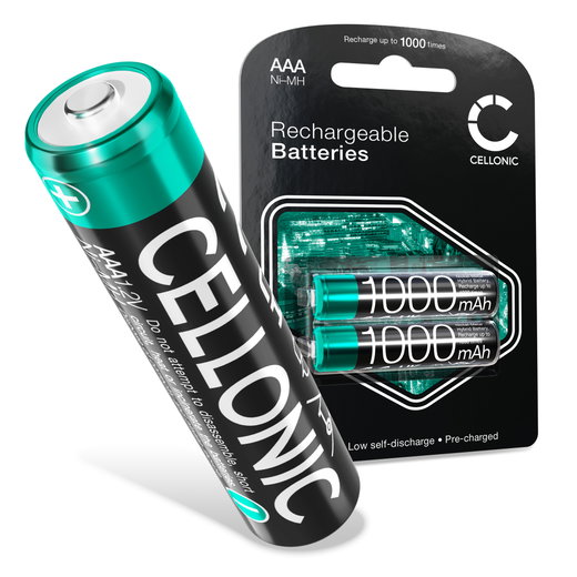 CELLONIC 2x ladattava AAA-paristo, NiMH, 1.2V, 1000mAh, AAA / Micro / LR03 / R03 - AAA-paristot kaukosäätimiin, MP3-soittimiin, itkuhälyttimiin ja puhelimiin