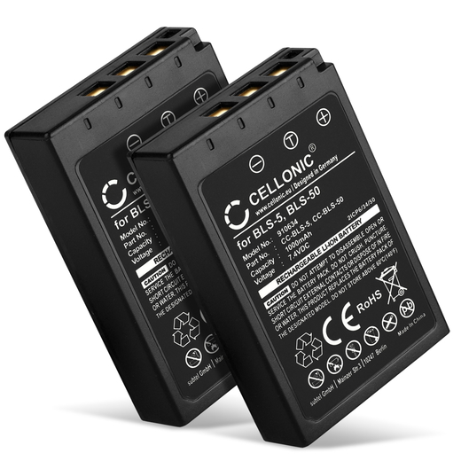 2x Batteri för Olympus OM-D E-M10 Mark II, III, IV, Pen E-P3, E-PL6, E-PL7, E-PL8, Stylus 1 CELLONIC