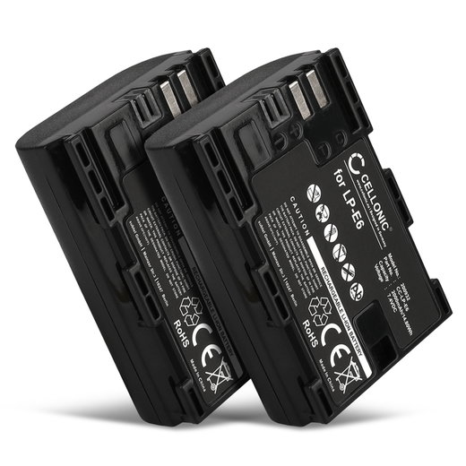 2x Battery for Canon 70D, 80D, 7D, 60D, 6D, 5D Mark II, 5D Mark III, 5D Mark IV, LP-E6N 2000mAh from CELLONIC