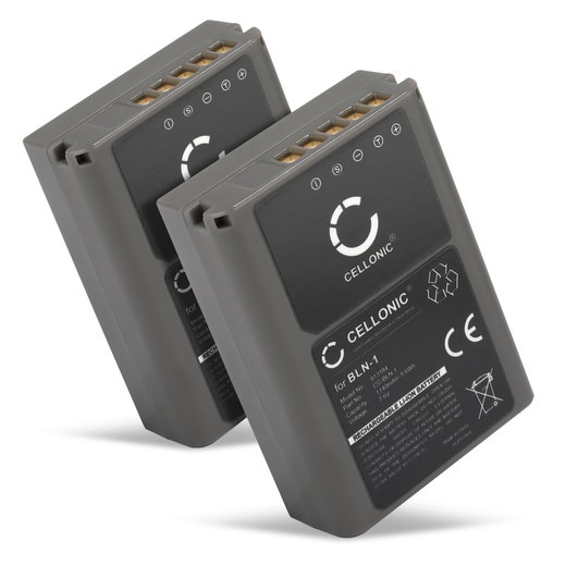 2x Batteria BLN-1 per fotocamera Olympus OM-D E-M1, OM-D E-M5 (Mark II), Pen E-P5, Pen-F Affidabile ricambio da 1140mAh, marca CELLONIC