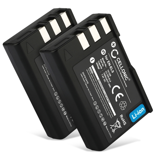 2x Batteri till Nikon D3000; D5000; D60; D40; D40x EN-EL9 (1000mAh, 7.4V) från CELLONIC