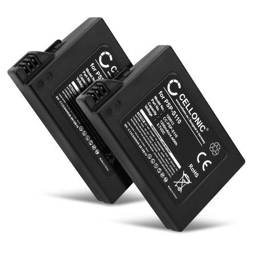 2x Batteria PSP-S110 per Sony PSP Slim & Lite 2 (PSP-2000, PSP-2003, PSP-2004), PSP Slim & Lite 3 (PSP-3001, PSP-3003, PSP-3004) 1200mAh 3.7V marca CELLONIC per console giochi controller palmari