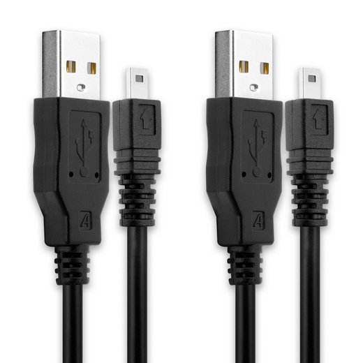 2x Kamerajohto 8 Pin Camera Mini USB B - USB A, Nikon D750 D3300 D5200 D5300 D3200 D7200 D5100 Coolpix B500, 3100, 3200, 5600 kameraan - Musta 1.5m nopeasti lataava UC-E6 UC-E16 UC-E17 PVC datakaapeli, 2.0 1A tuotemerkiltä CELLONIC