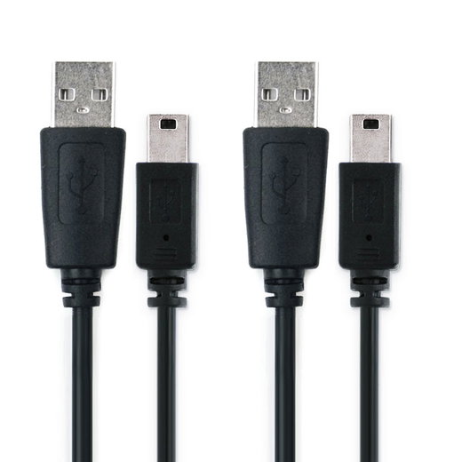 2x Mini USB - USB A -johto kameraan Canon G7X, SX740 HS, PowerShot A430, SX200, 70D, A3500, SX730 HS, 750D, 550D - Musta 1m, nopea 1A, PVC-kamerajohto tuotemerkiltä CELLONIC