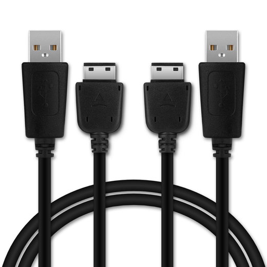 2x 18 Pin Connector Kabel für Samsung PCBS10 | GT-S5230 / GT-E1200 / GT E1190 / GT-E1150 / GT-E1050 / SGH-F480 Handy Ladekabel - 1m schwarz - Datenkabel für Smartphone