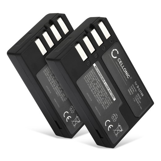 2x CELLONIC Camera Battery for Pentax KP K-50 K-30 K-S1 K-r K-500 K-S2 Replacement D-Li109 Battery 1100mAh Backup D-Li109