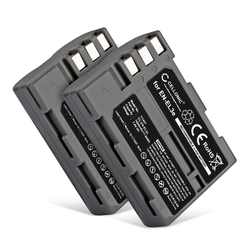 2x Batteri till Nikon D90; D80; D700; D200; D300; D70; D50; D300S; D100 (1600mAh, 7.4V) från CELLONIC