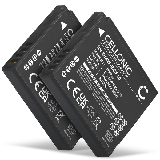 2x Batteri till Panasonic Lumix DMC-F2, DMC-F3, DMC-FH1, DMC-FH20 DMW-BCF10 CGA-S106 (700mAh, 3.7V) från CELLONIC