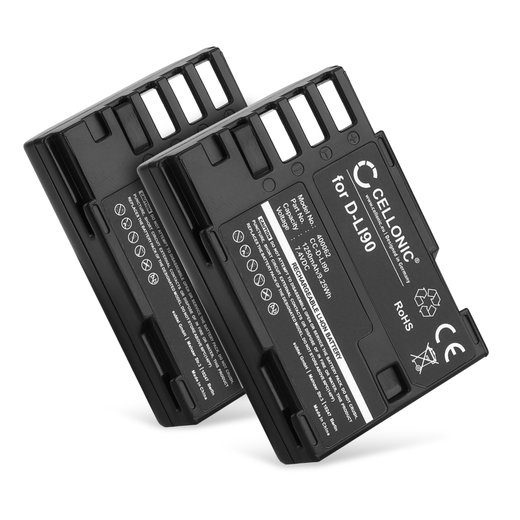 2x Batteria D-LI90 per fotocamera Pentax 645D 645Z K-01 K-1 II K-3 II K-5 K-5 II K-5 IIs K-7 Affidabile ricambio da 1250mAh, marca CELLONIC