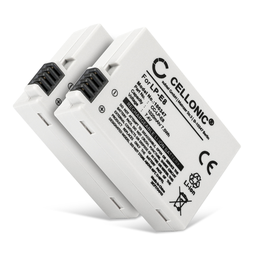 2x Batteri till Canon EOS 550D, 600D, 650D, 700D, Kiss X4, Kiss X5 LP-E8 (1020mAh, 7.4V) från CELLONIC
