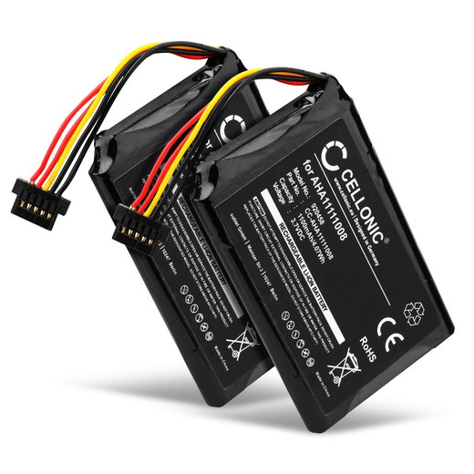 2x Akku navigaattoriin TomTom Go 6250, Go 6200, Go 6100, Go 6000, Go 5000 - 1100mAh, 3.6V - 3.7V, AHA11111008 VFAD VF6P vaihtoakku GPS-laitteeseen