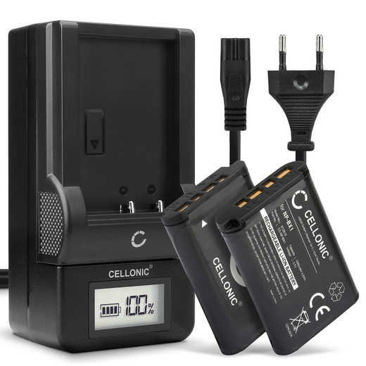 2x Batteri till Sony Cyber-shot DSC-H400, DSC-HX300, DSC-HX400 ACC-TRBX (1090mAh, 3.7V) + Laddare från CELLONIC
