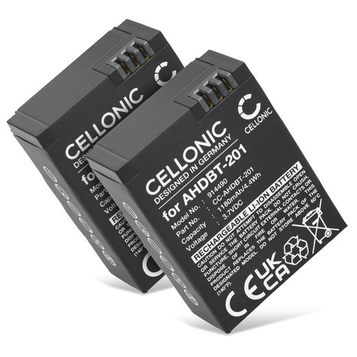 2x Batterie CELLONIC AHDBT-201 AHDBT-301 AHDBT-302 per GoPro Hero 3 Hero 3 White Hero 3 Black Hero 3 Silver Hero 3 + Hero 3+ Hero 3 Plus Affidabile ricambio da 1180mAh