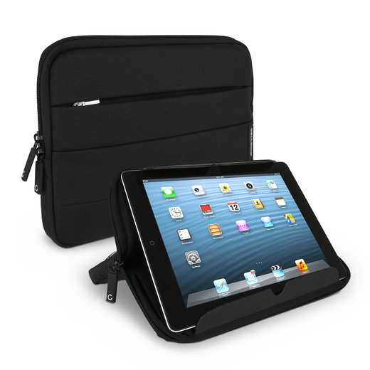 CELLONIC Universal Protective Tablet Sleeve Case with Stand for 10.1 Inch Tablets Nylon Anti-Shock Bubble Padding Water Repellent Shockproof Slim Cover Bag - Black