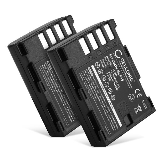 2x Batterie 2000mAh pour appareil photo Panasonic Lumix DMC-GH4, Lumix DMC-GH3 - Remplacement modèle DMW-BLF19 DMW-BLF19E DMW-BLF19PP