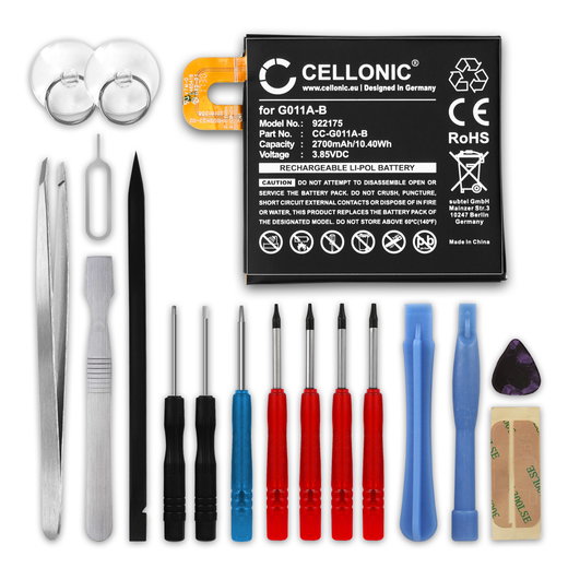 Ersatz Akku für Google Pixel 2 Handy / Smartphone - Ersatzakku G011A-B 2700mAh + Werkzeug-Set, Handyakku