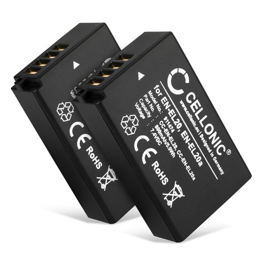 2x EN-EL20 EN-EL20a Ersatz Akku für Nikon 1 AW1 1 J1 J2 J3 1 S1 1 V3 Coolpix A P1000 CoolPix P950 DL24-500 - Kamera Ersatzakku - Kameraakku 800mAh, Batterie
