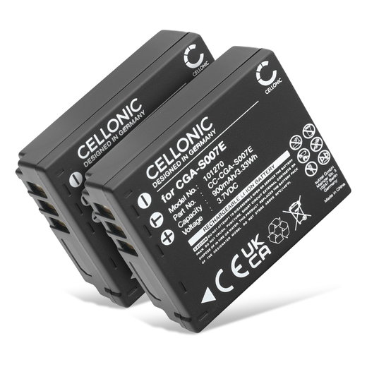 2x CGA-S007 CGR-S007 DMW-BCD10 Ersatz Akku für Panasonic Lumix DMC-TZ5 DMC-TZ5 DMC-TZ3 DMC-TZ1 DMC-TZ4 DMC-TZ2 - Kamera Ersatzakku - Kameraakku 900mAh, Batterie