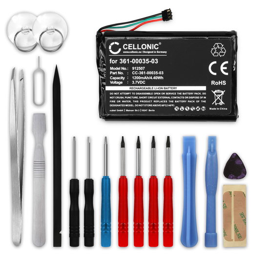 Batteria CELLONIC 361-00035-03 per navigatore GPS Garmin Edge 810 Touring Plus Edge 1000 Touring Nüvi 2597 2595 2497 Affidabile ricambio 1200mAh + Set di strumento compatibile al 100%