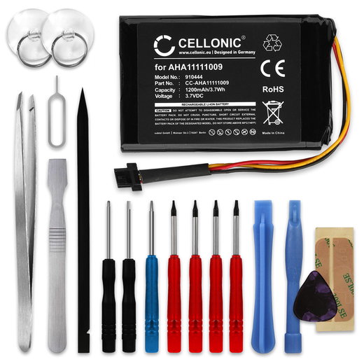 Batteria di ricambio AHA11111009 FLB0813007089 VFAS per navigatore TomTom Start 62 Go 60 Go 600 ONE XL ONE 4th Edition XXL 540 da 1200mAh + Set di strumenti 17pz per smontare agevolmente anche viti di altri dispositivi