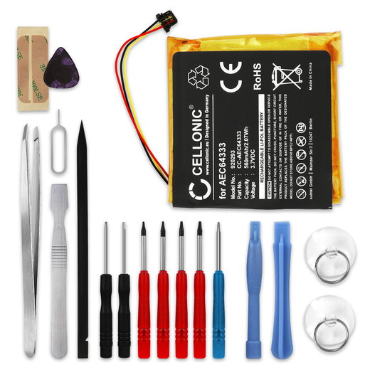 CELLONIC AEC643333, PA-BT05 Ersättningsbatteri för Beats Studio 2.0, Studio 3.0 headset / hörlurar med 560mAh, 3.7V - reservbatteri + skruvmejsel-set