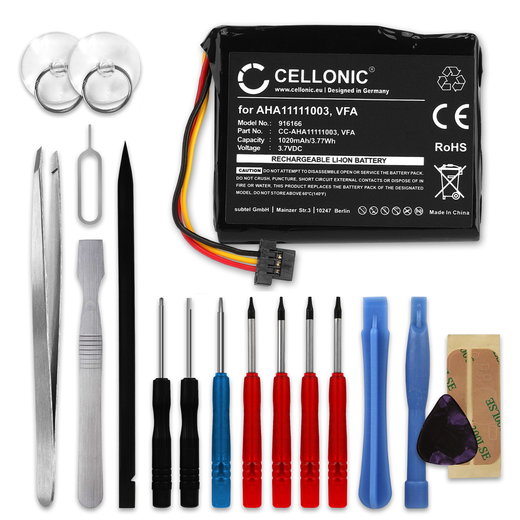 Akku navigaattoriin TomTom Via 1605, Start 60, Start 60 M, Start 60 EU, 4EN62, VF6D, AHA11111003 - 1020mAh + Työkalu tuotemerkiltä CELLONIC