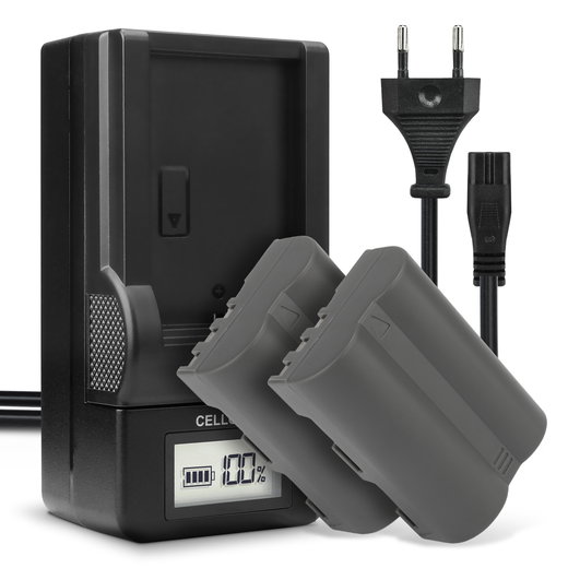 2x Batteria per Nikon D80 D90 D900 D100 D200 D300 D300S D50 D70 D700 D70s - EN-EL3 EN-EL3e 2000mAh + Caricabatteria MH-18a di Ricambio sostituzione scorta