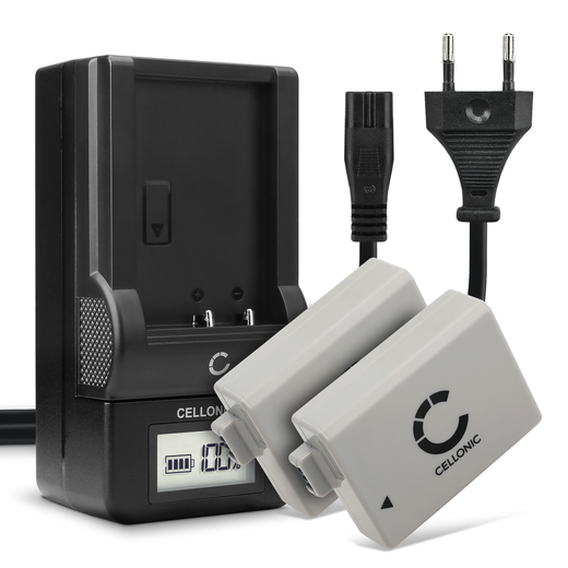 2x Batteri till Canon EOS 1000D, 450D, 500D, Rebel T1i, Rebel XS LP-E5 (1020mAh, 7.4V) + Laddare från CELLONIC