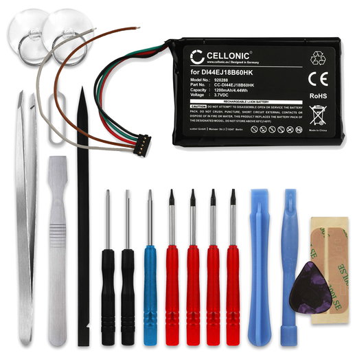 Batteria di ricambio DJ39EJ47D0094, 361-00035-15 per Garmin Edge 1000 (010-01161-00) / Edge Explore 1000 capacità 1200mAh + Set di 23 strumenti CELLONIC