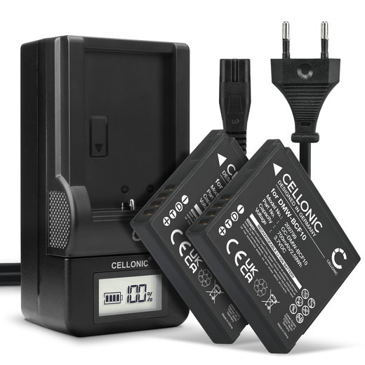 2x Akku + Ladegerät für Panasonic Lumix DMC-FS62 DMC-FS10 FS6 FS7 FS15 FS30 FS42 FS62 700mAh von CELLONIC